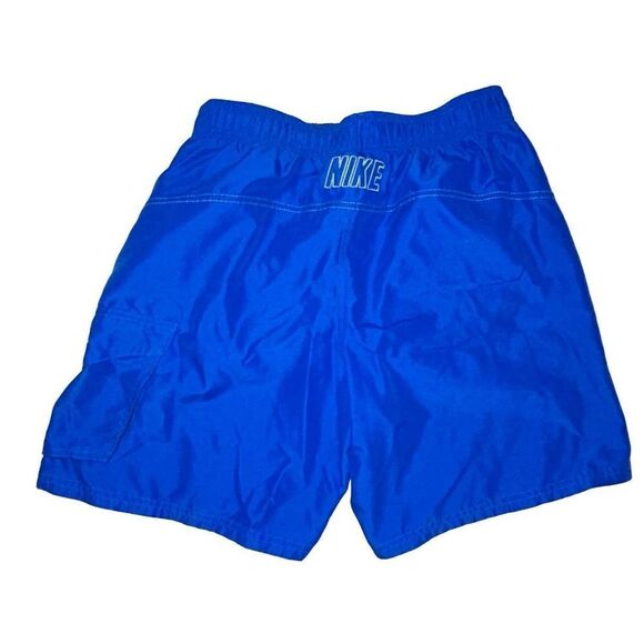 Nike Swim Trunks Shorts Mens Small Blue Pockets Embroidered Swoosh - Picture 2 of 4